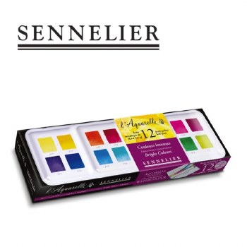 Sennelier l'Aquarelle Set 12 Half-Pans - Bright Colours