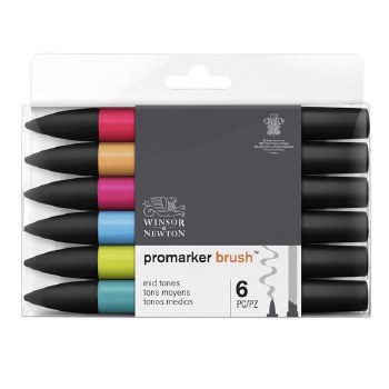 Promarker BRUSH - Mid Tones Set 6's