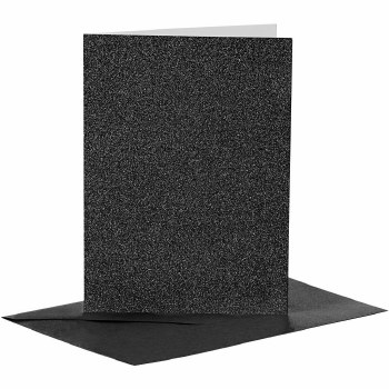 Card & Envelope - Set of 4 - Black (Glitter)