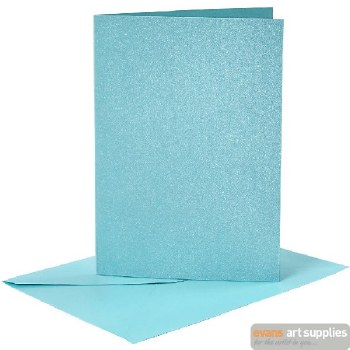 Card & Envelope - Set of 6 Blue (Mother of Pearl)