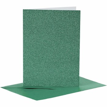 Card & Envelope - Set of 4 Green (Glitter)