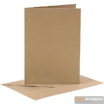 Card & Envelope - Set of 6 Kraft/Natural