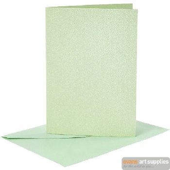 Card & Envelope - Set of 4 Light Green (Mother of Pearl)*