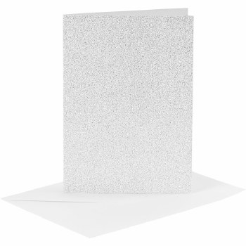 Card & Envelope - Set of 4 Silver (Glitter)