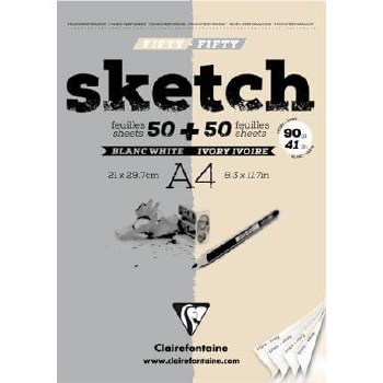 Clairefontaine A4 Sketch Fifty Fifty - White & Ivory