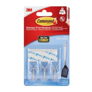 Command Small Clear Wire Hooks with Clear Strips 17067CLR
