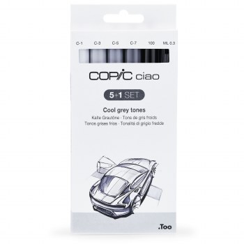 Copic Ciao Cold Grey Set - 5 Markers + 1 Copic Liner