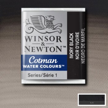 Winsor & Newton Cotman Half Pan Watercolours Ivory Black