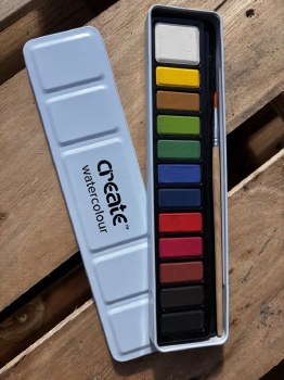 Create Watercolour 12 Paint Tin + Free Brush