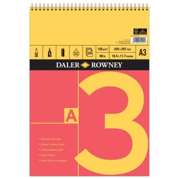 Daler Rowney Red & Yellow Spiral Pad A3 150gsm