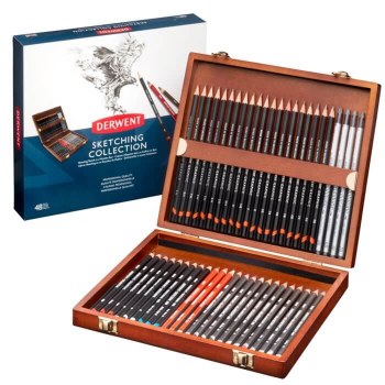 Derwent Sketching Pencil Wooden Box of 48
 (3 Day Extra Lead Time)