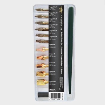 Manuscript Dip Pen Italic & Poster Nib & Pen Holder Set in Selection Box