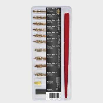 Manuscript Dip Pen Round Hand Nib & Pen Holder Set in Selection Box