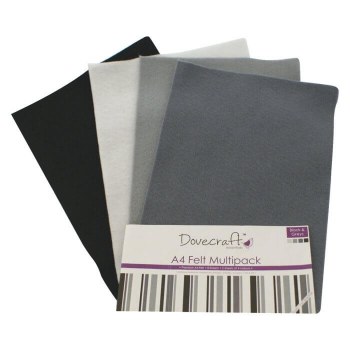 Dovecraft 8 x A4 Felt Blacks