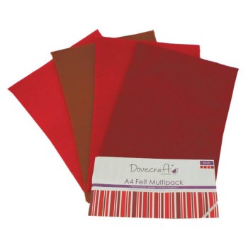 Dovecraft 8 x A4 Felt Reds