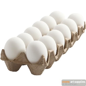 12 Plastic Eggs in tray - White