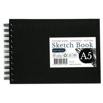 Elements A5 Spiral Hardback Sketchbook Landscape 180gsm