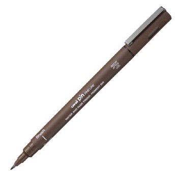 Uni Pin Fine Line Pen - Brush Sepia