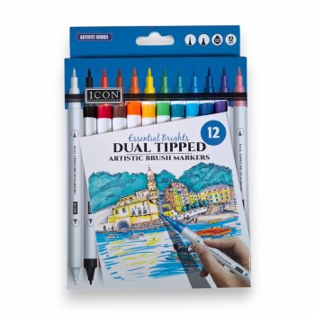 Icon Dual Tipped Artistic Brush Markers Set of 12