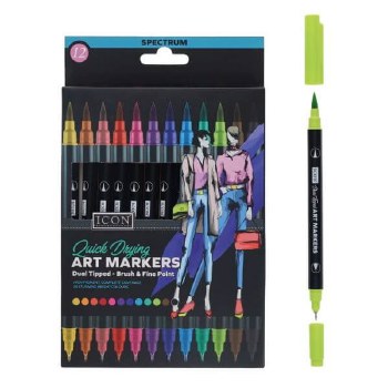 Icon Art Markers - Dual Tipped - Brush & Fine Point 12s