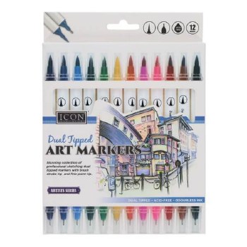 Icon Dual Tipped Art Markers 12s