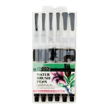 Icon Pkt 6 Water Brush Pen Set