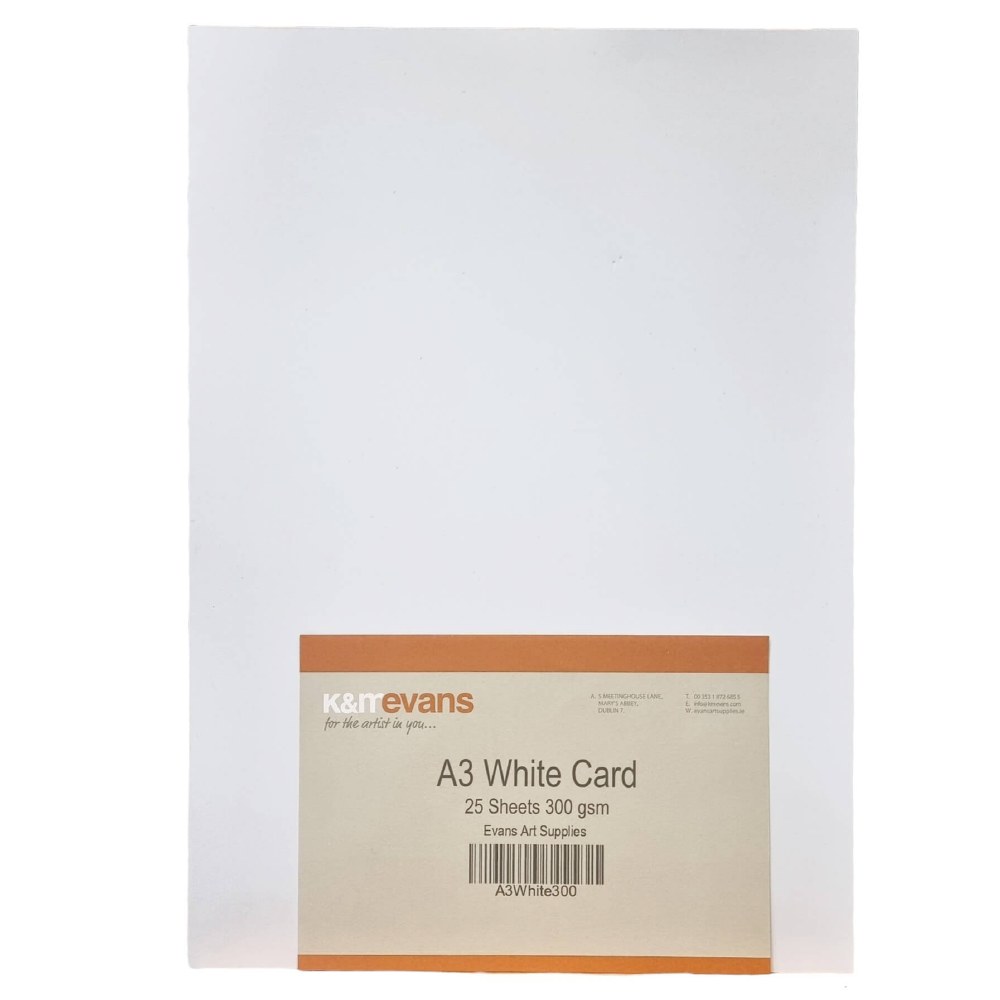 A3 White Card 25 sheets 300gsm - K&M Evans Trading Ltd.