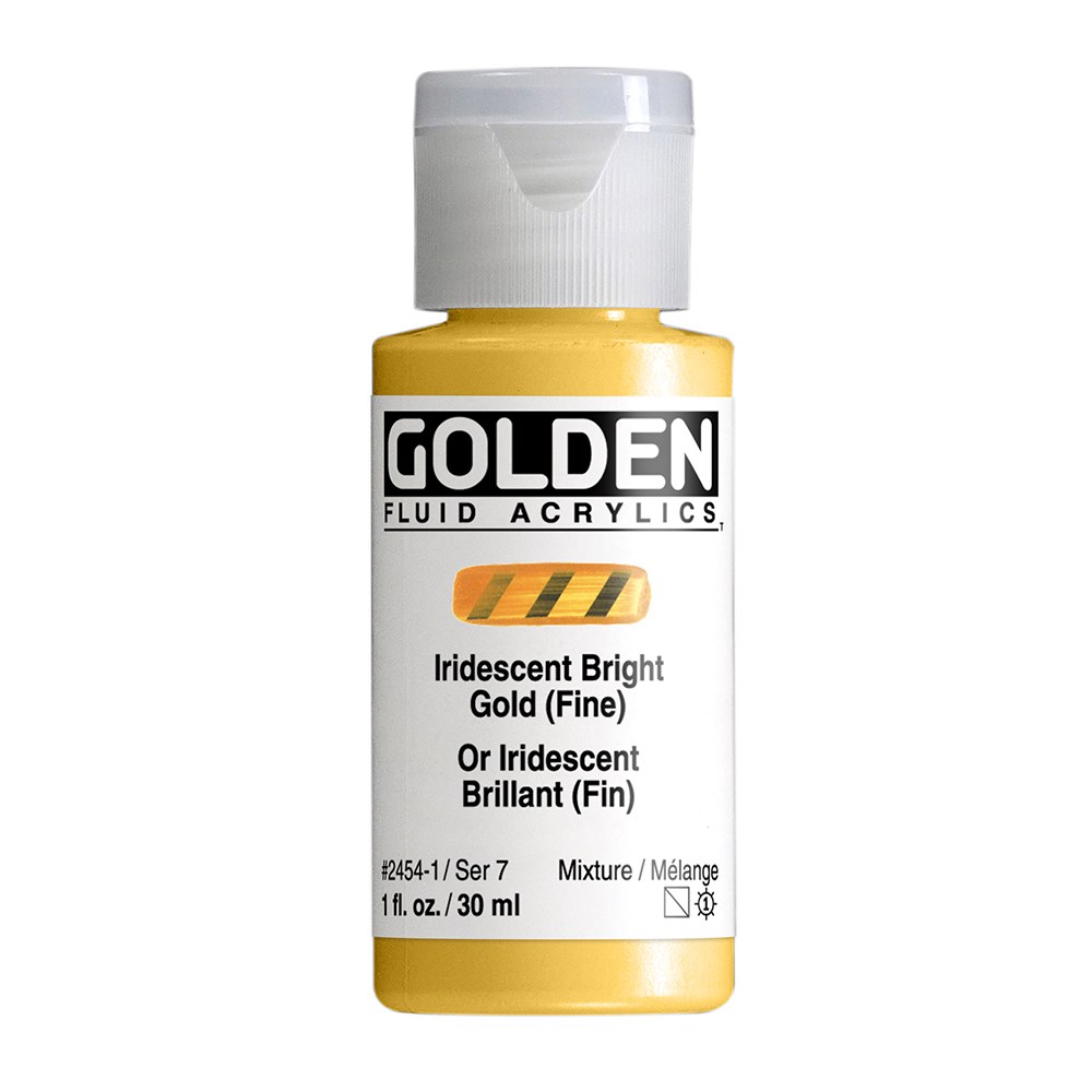 Golden Fluid Acrylic Paint - Iridescent Bright Gold (Fine), 8 oz