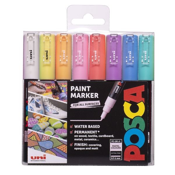 Posca PC-1M Set Of 8 - Pastel Colours - K&M Evans Trading Ltd.