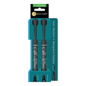 Manuscript Callicreative Italic Markers - pack of 2 - Black - Medium & Extra Broad