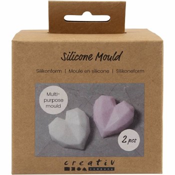 Mould Silicone - Faceted Heart 2s