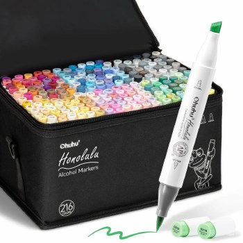 Ohuhu Honolulu Classic 216 Colour - Dual Tipped Alcohol Markers
