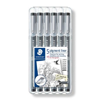 Staedtler Pigment Liner Black - set of 5 + 1