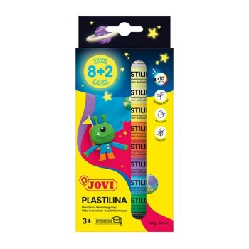 Jovi Plastillina Box - Assorted Colours 8xBasic + 2xGlow