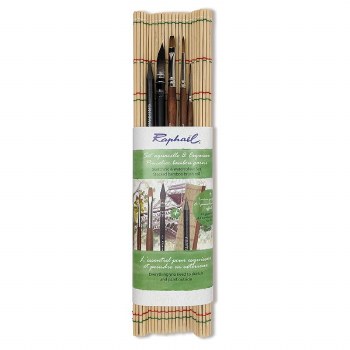 Raphael Sketching & Watercolour Bamboo Brush Roll Set