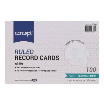 Ruled Record Cards 6x4" 100s