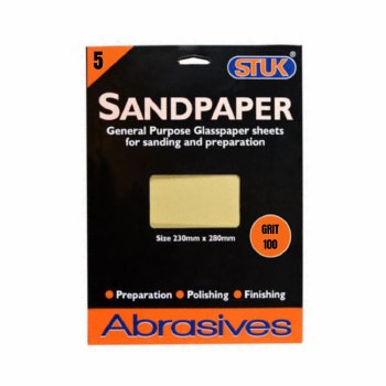 Sandpaper (Grit 100 Medium) - 5 Sheets