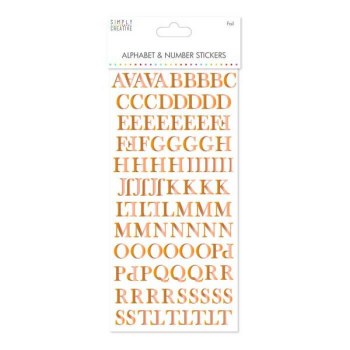 Simply Creative Alphabet & Number Stickers - Traditional Foil Copper