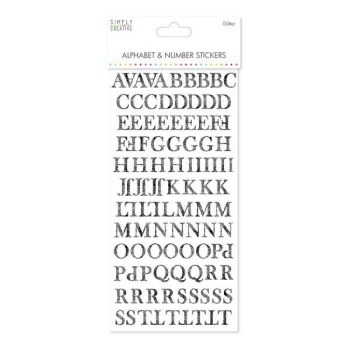Simply Creative Alphabet & Number Stickers - Skinny Glitter Black