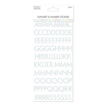 Simply Creative Alphabet & Number Stickers - Skinny Glitter Silver