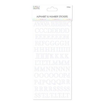 Simply Creative Alphabet & Number Stickers - Skinny Glitter White