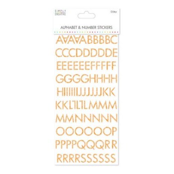Simply Creative Alphabet & Number Stickers - Skinny Glitter Gold