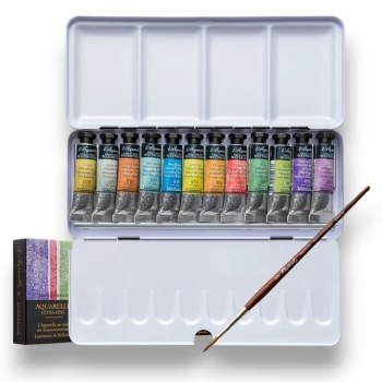 Sennelier L'Aquarelle Watercolour Iridescent Metal Box of 12x10ml