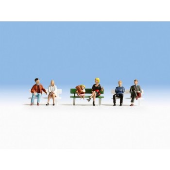 Model Figures Set of 6 People on Benches