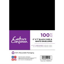 Crafter's Companion - 5x7" Black Card & White Envelopes 100pc