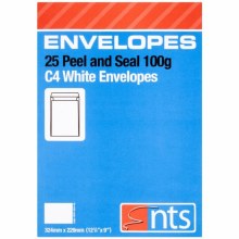 C4 White Peel & Seal Envelopes