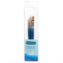 Elements Watercolour Short Handle Brushes - Pack of 4
