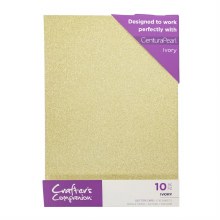 Crafter's Companion Glitter Card 10 Sheets Ivory