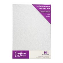 Crafter's Companion Glitter Card 10 Sheets Pale Silver
