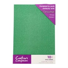 Crafter's Companion Glitter Card 10 Sheets Xmas Green